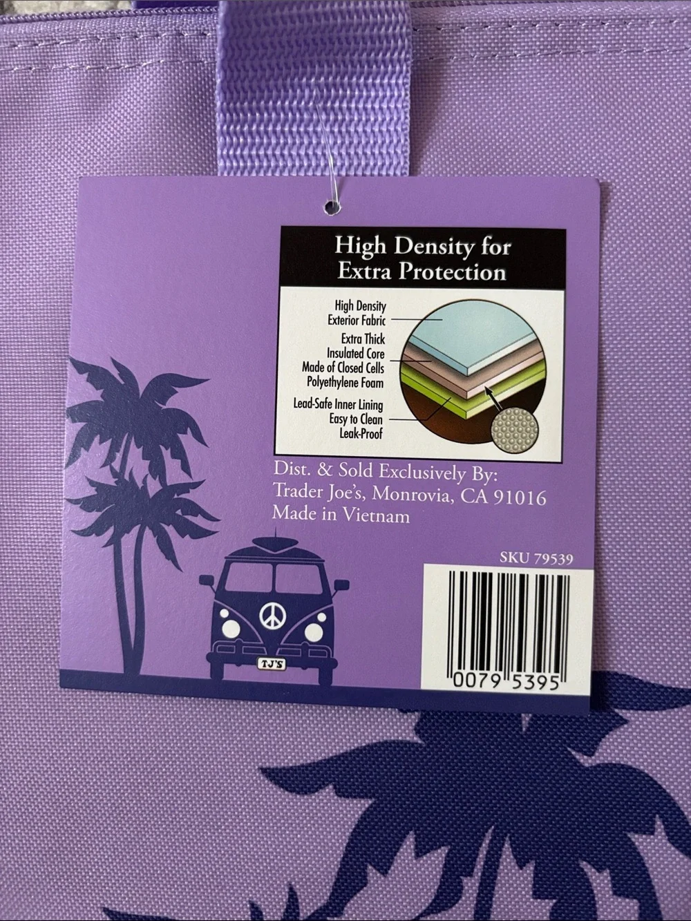 NEW WITH TAGS  Trader Joe's Lavender Reusable Insulated Tote